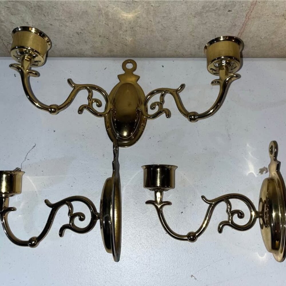 VM 2050 Brass Two Arm Wall Sconce Candle Holder
